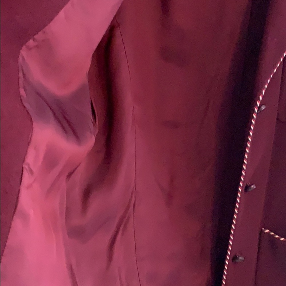 DKNY Vintage Maroon Wool Blend Long Blazer Size 14 - Picture 10 of 13